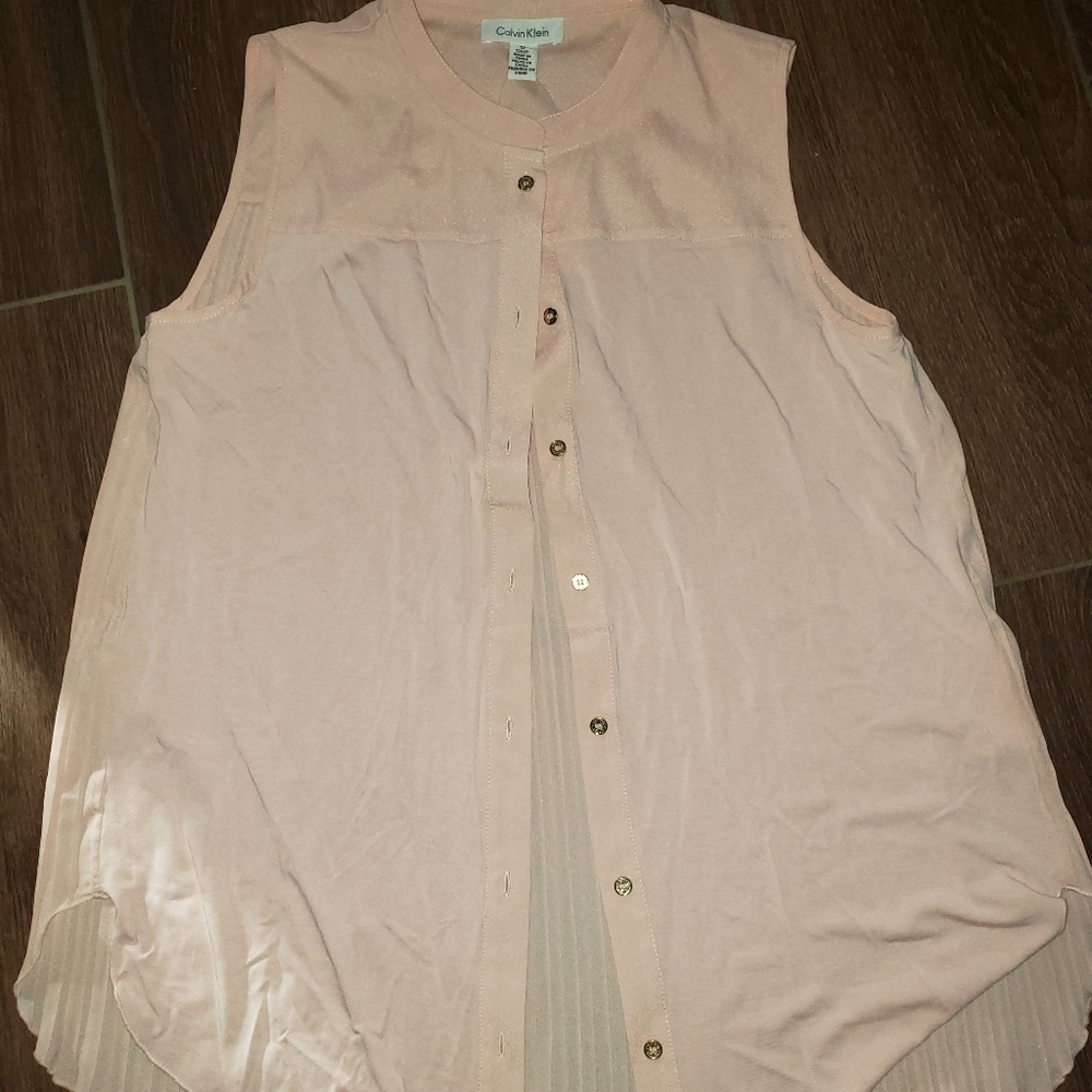 CALVIN KLEIN PLEATED BACK TUNIC TOP SZ SMALL